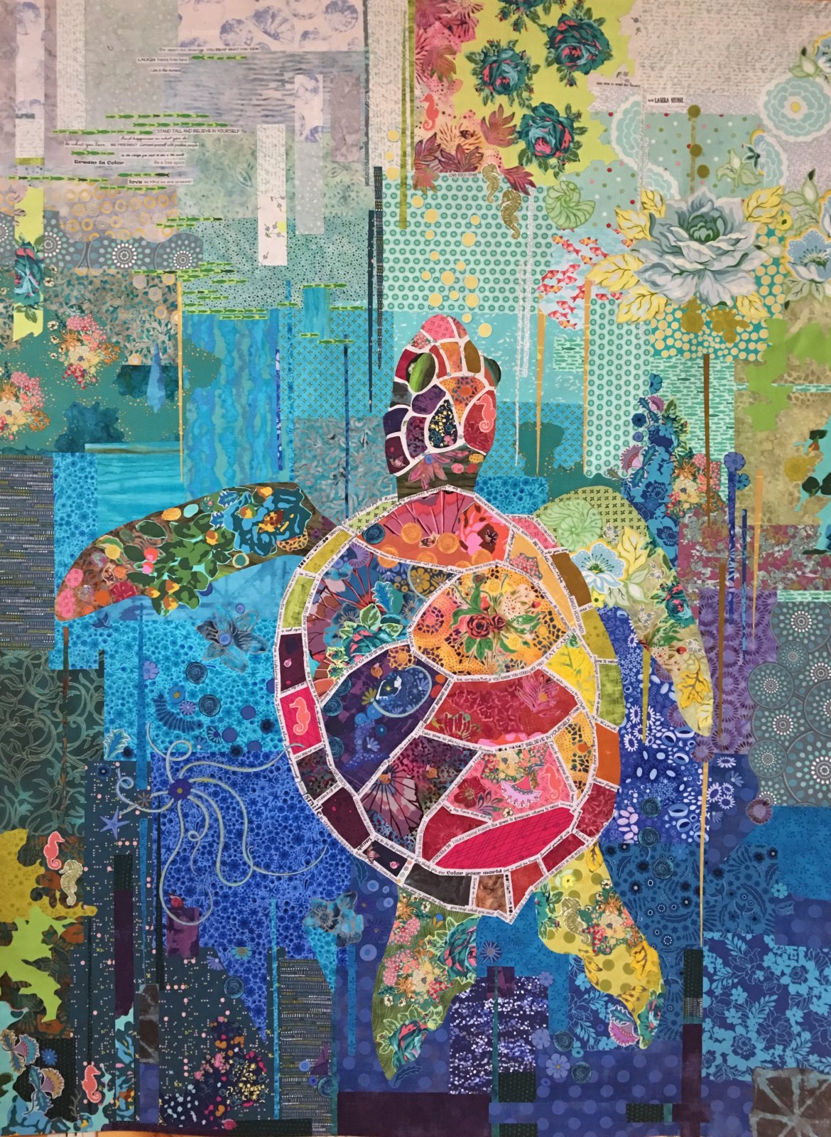 Seawell Sea Turtle Collage Pattern by Laura Heine