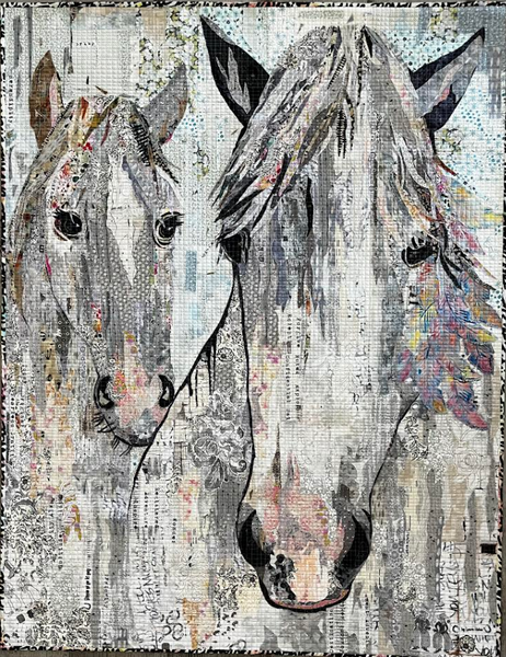 White Horse Collage Pattern