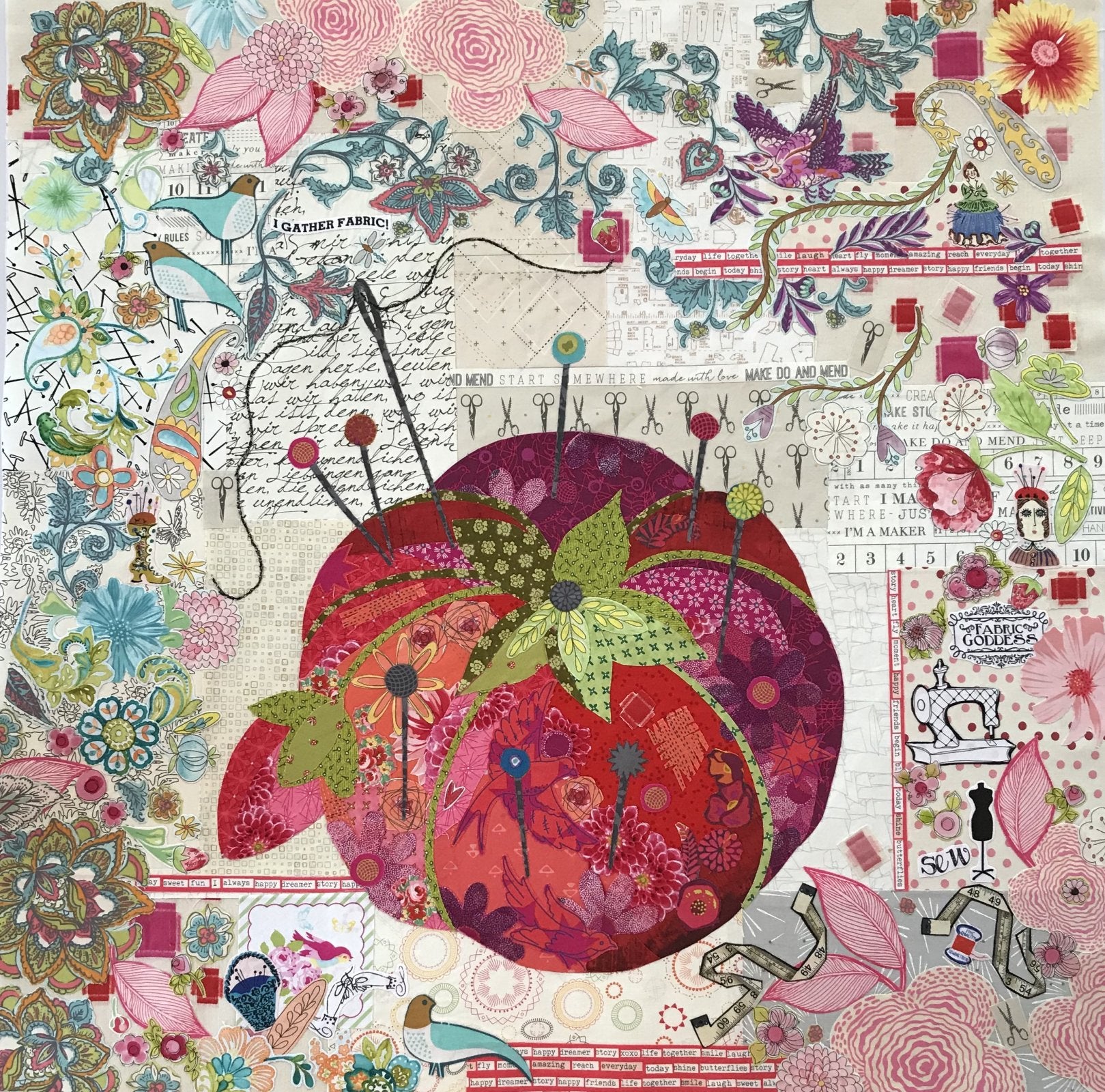 Mini Pincushion Collage Pattern by Laura Heine