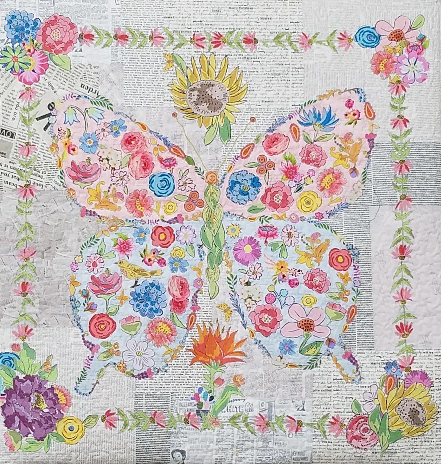Flowerfly (Butterfly) Collage Quilt Kit by Doris Rice, Certified Instructor for Laura Heine