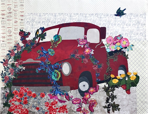 Old Blue In Red Collage Kit by Doris Rice