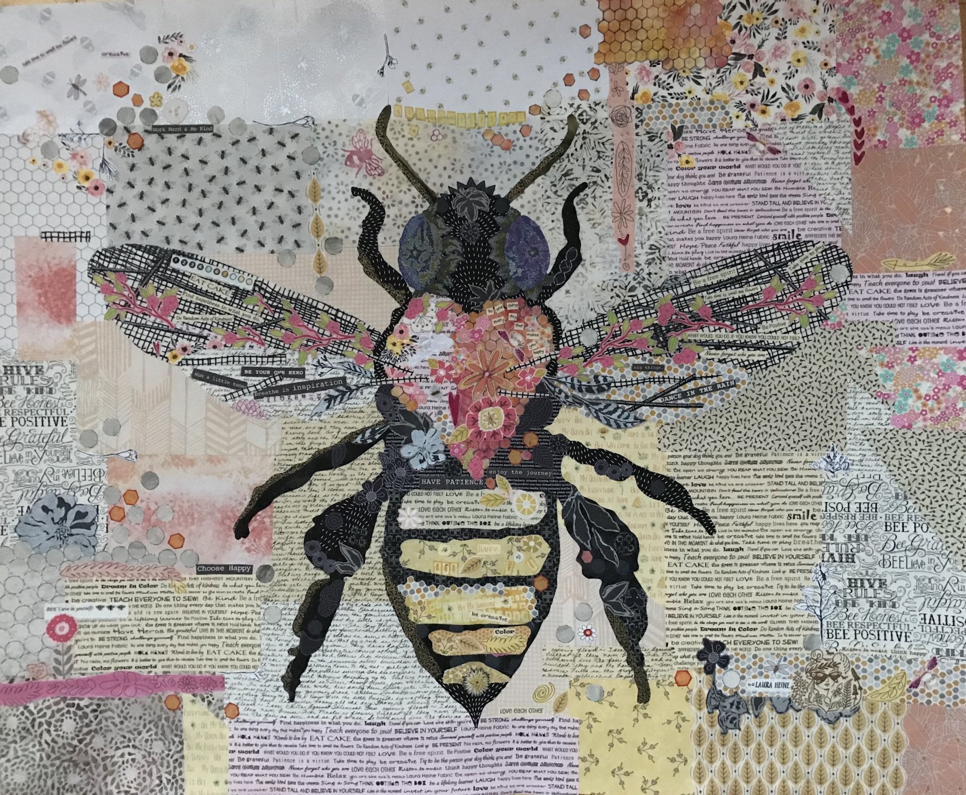 Honey Bee Collage Pattern by Laura Heine