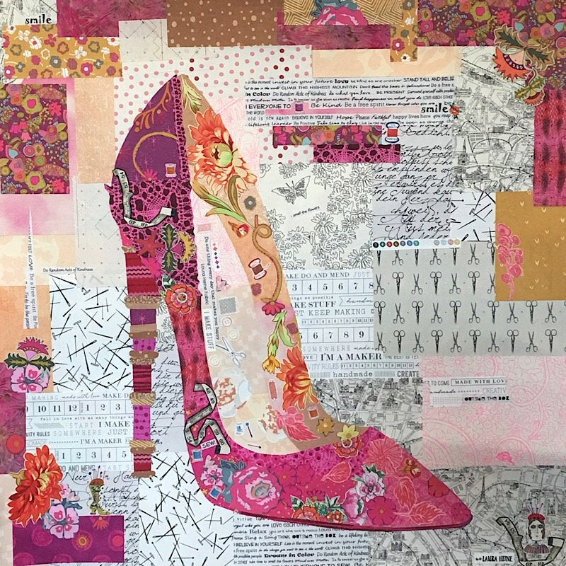 Pink Pump Collage Pattern by Laura Heine